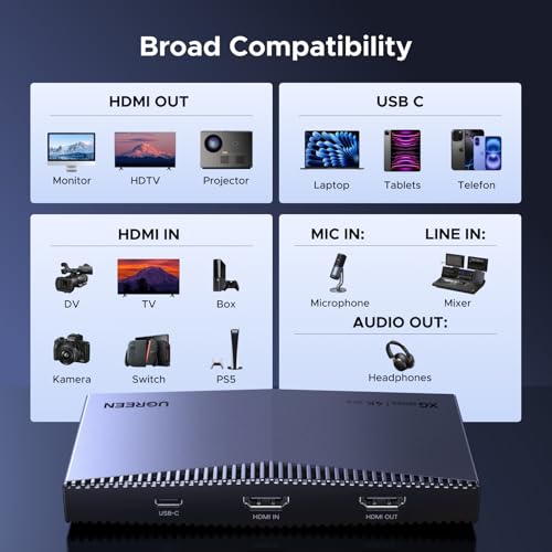 Image of UGREEN 4K@30Hz Video Capture Card USB 3.2 4K@60Hz Input Passthrough | 24 /7 Live Streaming FPGA Broadcasting, Low Latency, Compatible with Switch 2 PS5 Xbox PC Camera Mac OBS XSplit