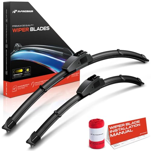 A-Premium Pack of 2 Windshield Wiper Blades with Wear Indicator & Towel - Compatible with Mazda MX-5 Miata 2016-2024 - 18