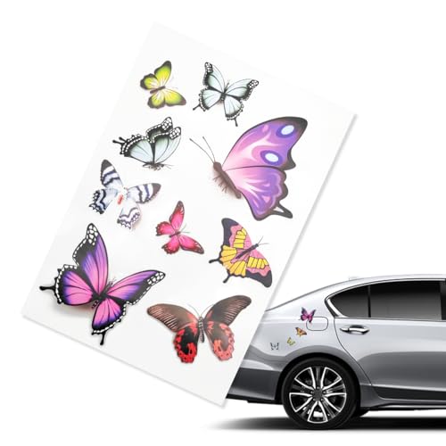 Image of Butterfly Vinyl Car Stickers, Cute 3D Creative Butterfly Cars Decals Scratch Covers, Removable Butterflies Bumper Stickers for Women Girls (Style 2)