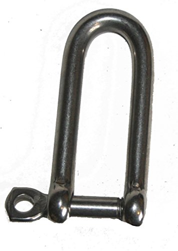 Nautos Long D Shackles with Screw Eye PIN- Forged Stainless Steel 316 -Set of 2 PCS (10mm - 3/8