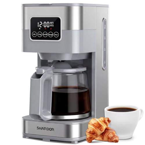 Image of SHARDOR 10-Cup Programmable Coffee Maker, Regular & Strong Brew Drip Coffee Machine for Home and Office, Auto Shut Off, Permanent Filter (gray)
