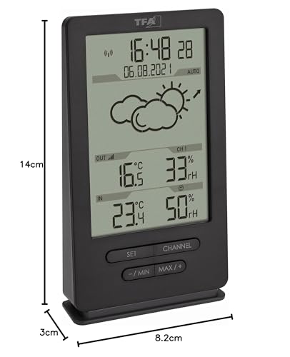 TFA Dostmann Digitale Funk Wetterstation mit Außensensor, 35.1162.10, Innen und Außenklima, mit Sender,...