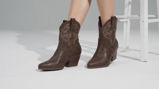 DREAM PAIRS Stivali da cowboy da donna a metà polpaccio stivali da