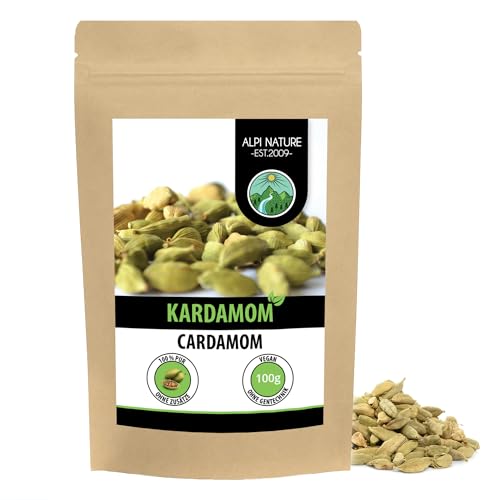 Alpi Nature Kardamomkapseln ganz 100g, Kardamom Samen zur Zubereitung von Elaichi Chai, Kardamom...