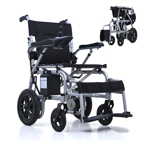 Elektrischer Rollstuhl mit langer Reichweite bis 20 km stabil & bis 150 kg belastbar faltbar für Transport Anti-Kipp-System & Sicherheitsbremsen für Alltag und Outdoor