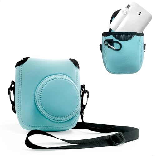 gexuamz Sacoche Appareil Photo Instantané, Pochette Camera Bag Mini 12, Housse/Sac Compact Anti-poussière avec Bandoulière Réglable et Boucle de Randonnée pour Le Transport et Les Voyages