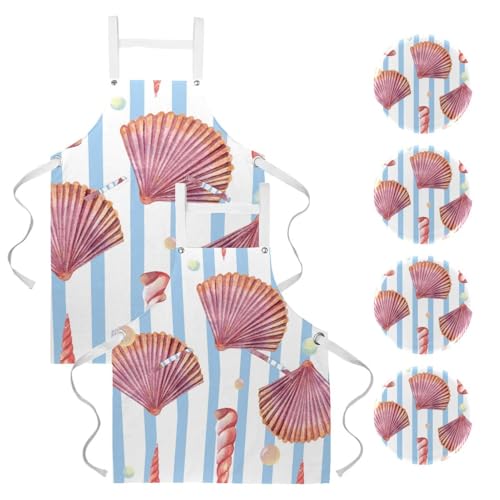 Tablier pour nettoyage de la maison et travail en cuisine lot de 2 pièces avec broches
