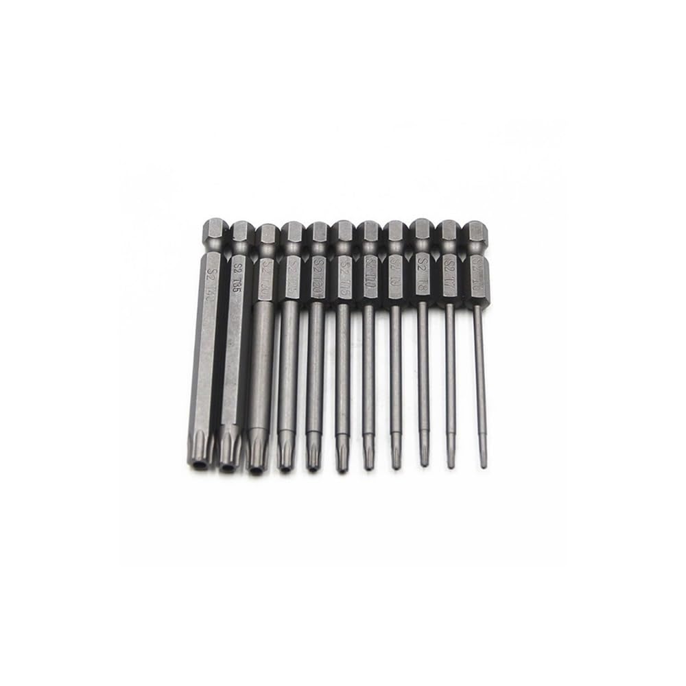 Ruxyoie 100Mm 11Pcs Hollow Bit Set S2 Steel Extended Length 50/75/100Mm 1/4'' Hex Shank