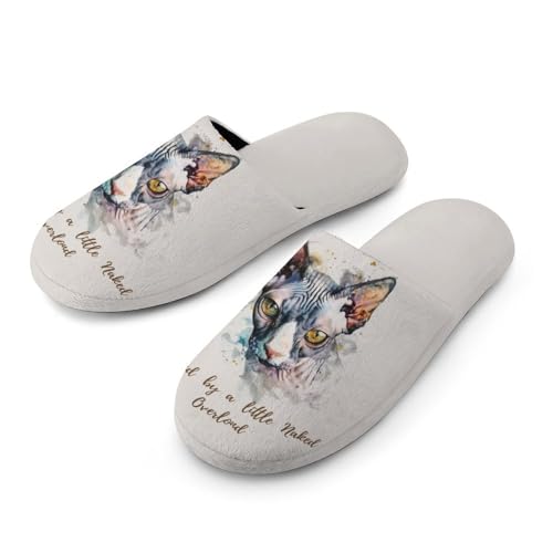 Sphynx Cat Print Women's Slipper Non Slip Comfortable Winter Warm Home House Shoes4