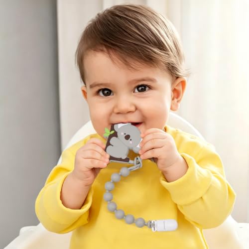 Image of Baby Koala Silicone Teether Toy with Pacifier Clip,BPA Free,0 Months+