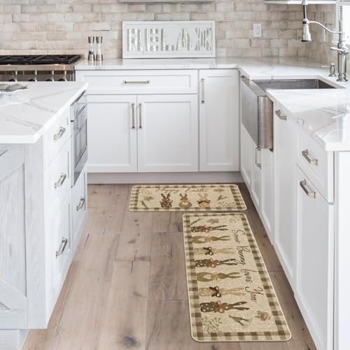 Artoid-Mode-Wood-Buffalo-Plaid-Carrots-Rabbit-Bunny-Happy-Easter-Kitchen-Mats-Set-of-2-Spring-Home-Decor-Low-Profile-Kitchen-Rugs-for-Floor-17×29-and-17×47-Inch Artoid Mode Wood Buffalo Plaid Carrots Rabbit Bunny Happy Easter Kitchen Mats Set of 2 Spring Home Decor Low Profile Kitchen Rugs for Floor 17×29 and 17×47 Inch