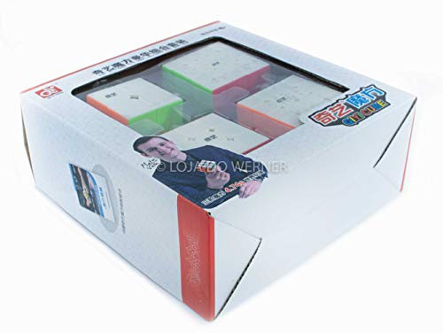 Box Cubo Mágico Qiyi 2x2x2 + 3x3x3 + 4x4x4 + 5x5x5 Stickerless