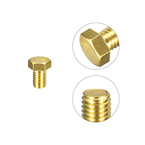 Image of uxcell Brass Hex Bolts, 1 /2-13x3 /4 1pcs Fully Thread Grade 4.8 Solid Brass Hexagon Head Bolt Machine Screws for Machinery