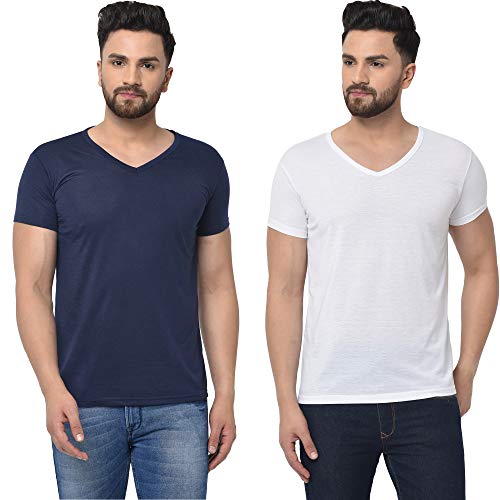 Image of JANGOBOY Men's V-Neck Cotton T-Shirt (Pack of 2)