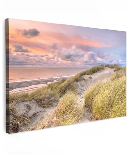 MuchoWow© Bild auf Leinwand Groß 120x80 cm XXL Gemälde Leinwandbild Dekoration Wohnzimmer Bilder Wall Decoration Wandbild Deko Moderne Wandbilder Strandbilder - Stranddeko - Strand und Meer - See