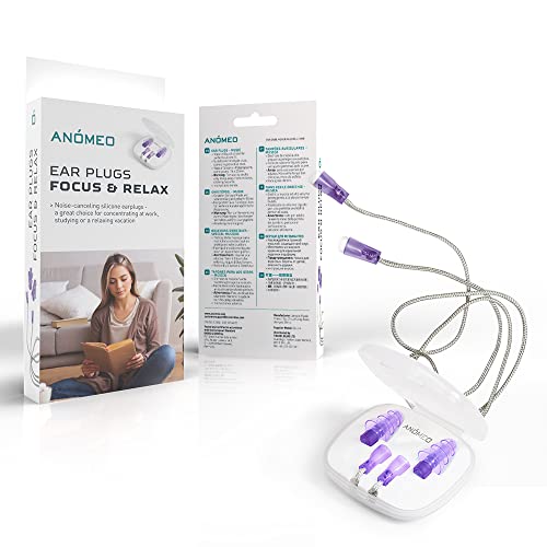 Anomeo Ear Plugs for Focusing and Relaxation| Noise-cancelling silicone earplugs| Comes in a protective case| Suitable for multiple uses