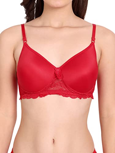 Image of FIMS - Fashion is my style Women Cotton Floral Lace Padded, Non-Wired, Full Coverage, Seamless Bra Panty Set, Multicolor, Lingerie Set