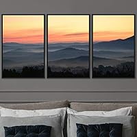 3 Piece Framed Canvas Wall Art Orange Sunset Canvas Prints Home Artwork Decoration for Living Room,Bedroom - 16