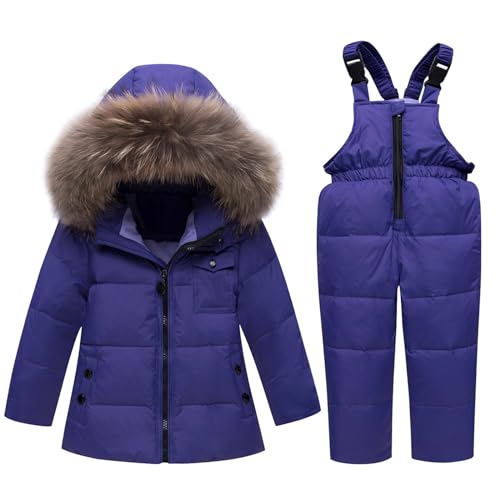 YRAETENM Baby Boys Girls Two Piece Snowsuit Winter Hooded Puffer Jackets and Snow Bib Pants Outdoor Insulated Warm Outwear