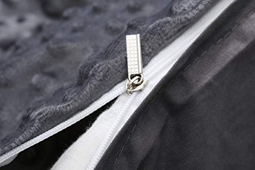 Image of F.Y.Dreams Weighted Blanket Duvet Cover 60x80 inches with 8 Ties,Zipper on Long Side /Cotton&Minky Dot, Dark Grey /Just Duvet Cover