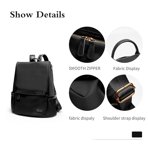 GELANNI Womens Backpack Purse Anti-theft Fashion Waterproof Lightweight Small Backpack for Women Ladies Travel Nylon 2616-Black