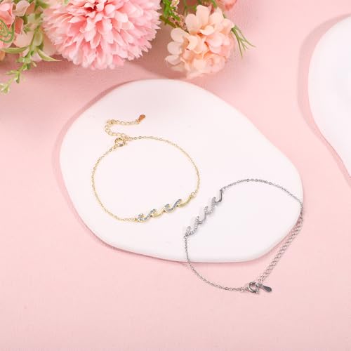 2pcs Wave Bracelets for Women, Gold And Silver Friendship Bracelets Stylish Women's Bracelets Best Friend Bracelet Bracelets Hand Jewelry for Girls Women3