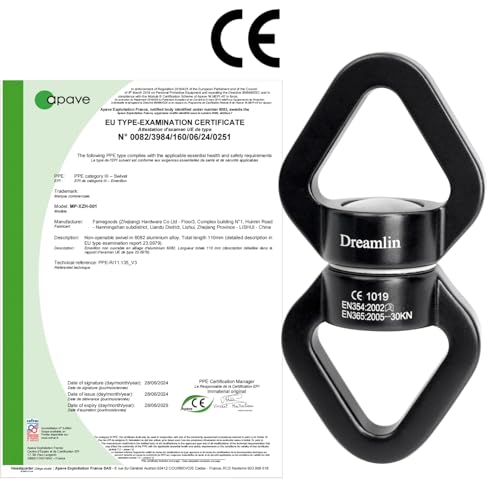 Aerial Silks Hardware Kit 30 KN Swing Swivel Aerial Yoga Hammock Rigging Aluminum Swivel Aerial Hoop Lyra Rotational Device Hanging Accessory (Black set 4) by Dreamlin - Image 5