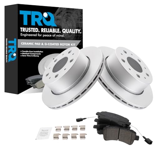 Image of TRQ Rear Brake Pad and Rotor Set Ceramic G Coated Vented Rotors Compatible with 2014-2021 Ram ProMaster 1500 2500 3500