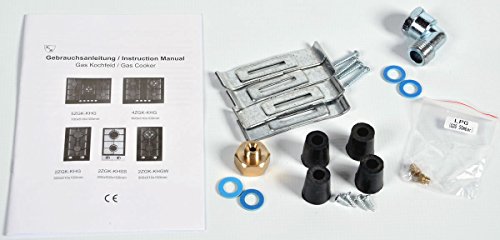 Foto von K&H Domino 2 Zonen Glas Gaskochfeld 30cm Wok Brenner Erdgas Autark Eigebaut mit Thermoelement-Flammenaustrittssystem 2Z-KHGW