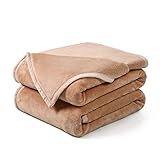 EASELAND Soft King Size Summer Blanket All Season Warm Fuzzy Microplush Lightweight Thermal Fleece Blankets for Couch Bed Sofa,90x108 Inches,Camel