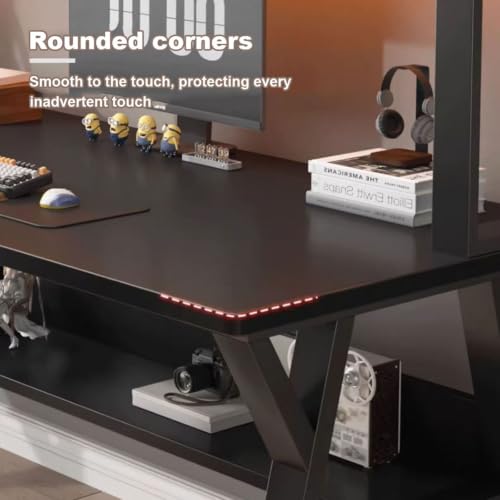 Petit bureau ordinateur 100x50 cm avec étagères intégrées pour chambre moderne - 4
