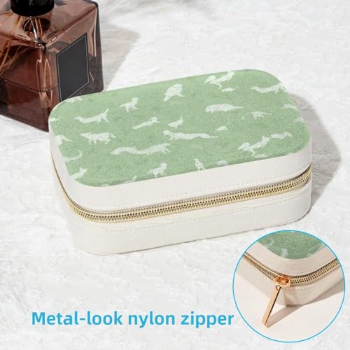 Boîte à bijoux élégante et spacieuse verte avec silhouette animal pour voyage - 7