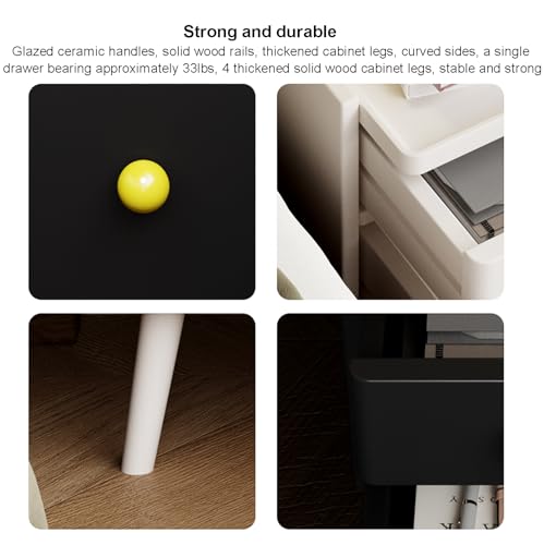 Table de chevet étroite en bois massif avec chargeur et capteur LED - 8