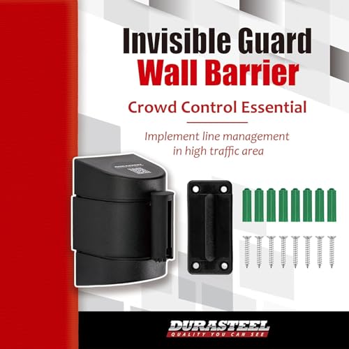 Barrière de ceinture rétractable murale rouge 3,7m boîtier ABS DuraSteel - 2
