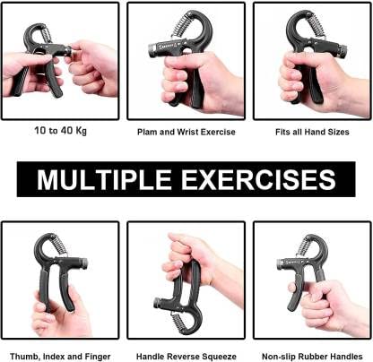 Shopeleven Hand Grip | Adjustable Resistance | Hand Gripper for Home & Gym Workouts | Perfect for Finger & Forearm Hand Exercises & Strength Building for Men & Women | Home & Gym Equipment (Black) 1