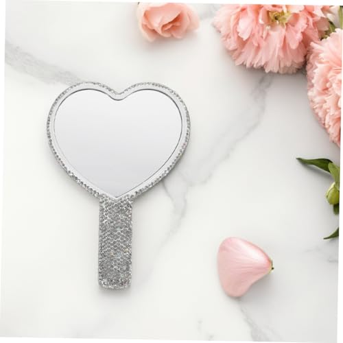 Miroir de poche compact cœur et strass pour retouches sac à main - 7