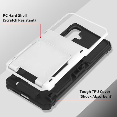 Marphe Wallet Case for Samsung Galaxy S25 with 4 Card Credit Card Holder Slot Shockproof Hybrid Heavy Duty Protection Armor Phone Cover Compatible with Galaxy S25, White