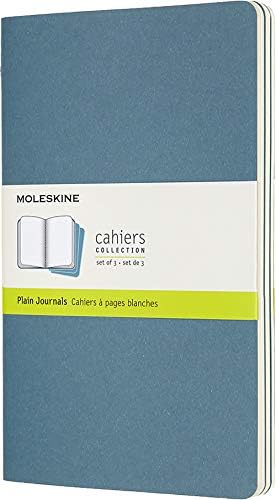 Moleskine Cahier Journal, Set 3 Notebooks with Plain Pages, Cardboard Cover with Visible Cotton Stiching, Colour Kraft Brown, Extra Large 19 x 25 cm, 120 Pages