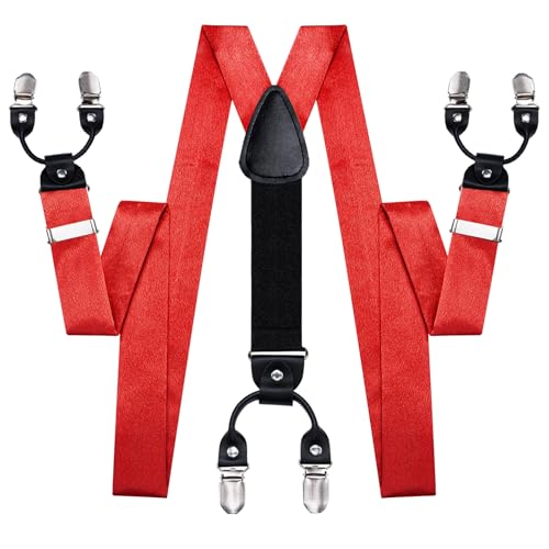 Image of Dubulle Suspender and Bow Tie for Men Paisley Solid Mens Suit Braces Pretied Bowtie and Handkerchief Cufflinks Formal Wedding