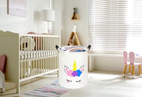 Image of Round Laundry Basket Storage Bins Nursery Hamper Gift Baskets for Home,Office,Home Decor