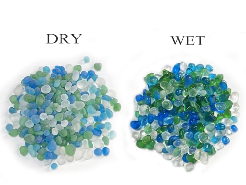 Image of Glass Stones, 0.85LB /385g Mix Blue Green White Glass Rocks for Vase, Aquarium Pebbles for Fish Tank, Sea Glass Rocks for Vase Filler Craft