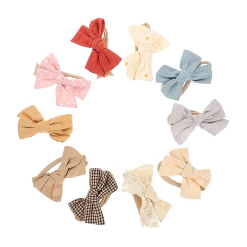 SUPVOX 10Pcs Headbands Soft Cotton Bow Hairbands Newborn Hair Accessories with Dot Print for Party Daily Wear