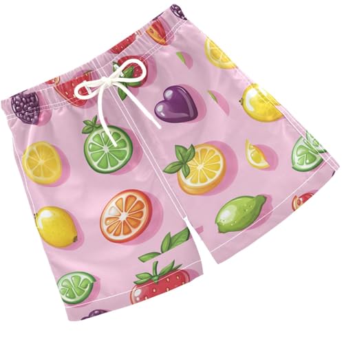 Pigsaly Boys' Swim Board Shorts Cute Lemon Blueberry Mango Gummy Jelly Candy Boy's Swim Trunks Kids Swimwear 2T