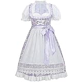CR ROLECOS Dirndl Für Damen Dirndl Kleider Damen Trachtenkleid dirndl damen midi Dirndl auf dem Oktoberfest 3 Set:Dirndl Violett Mit Bluse, schürze XXL