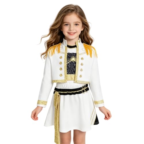 SAVITO Pop Idol Cosplay Costume Pop Singers Stage Costumes for Ages 3-12 Halloween Childrens Cosplay Costumes Girl F for 7-8 Years/140CM