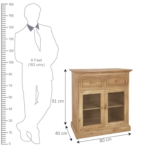 Image of The Attic Ardenwood Classic Glass Door Sideboard,Wooden Sideboard Cabinet,Natural Glass