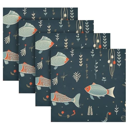 Servilletas de Tela con Estampado de Peces 20 x 20 Pulgadas miniatura 7