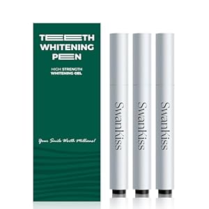 SwanKiss Teeth Whitening Gel – No Sensitive Tooth Whitener – 35% Carbamide Peroxide Whitening Pen – Day and Night Use for Whiter Teeth, Travel-Friendly for Whitening Essence Kit, 3PCS 9ml (Silver)