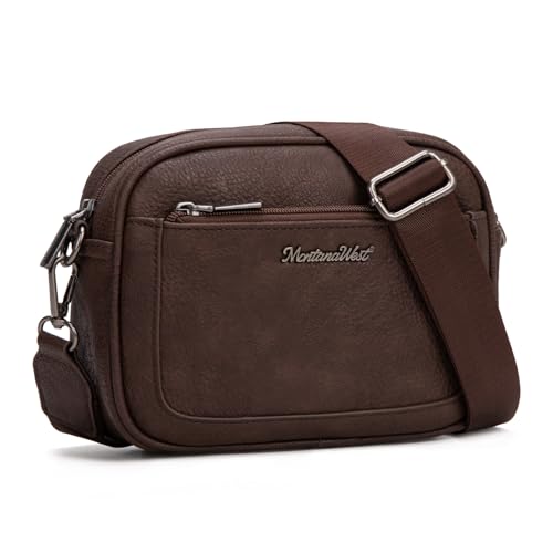 Image of Montana West Crossbody Bags for Women Cow Print Purse Triple Zip Shoulder Handbags with Wide Strap