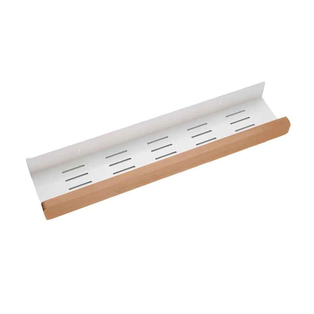 YUANCHUTOP Beech Wood Bathroom Storage Rack Wall Mounted Light Luxury Living Room Non Perforated Shelf(Raw wood white-50CM)